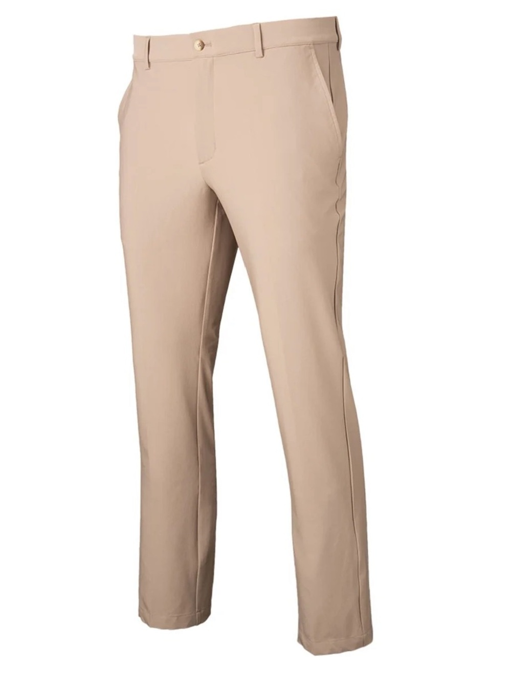 Greg Norman Men's Flat Front Stretch Text Pants in khaki in size